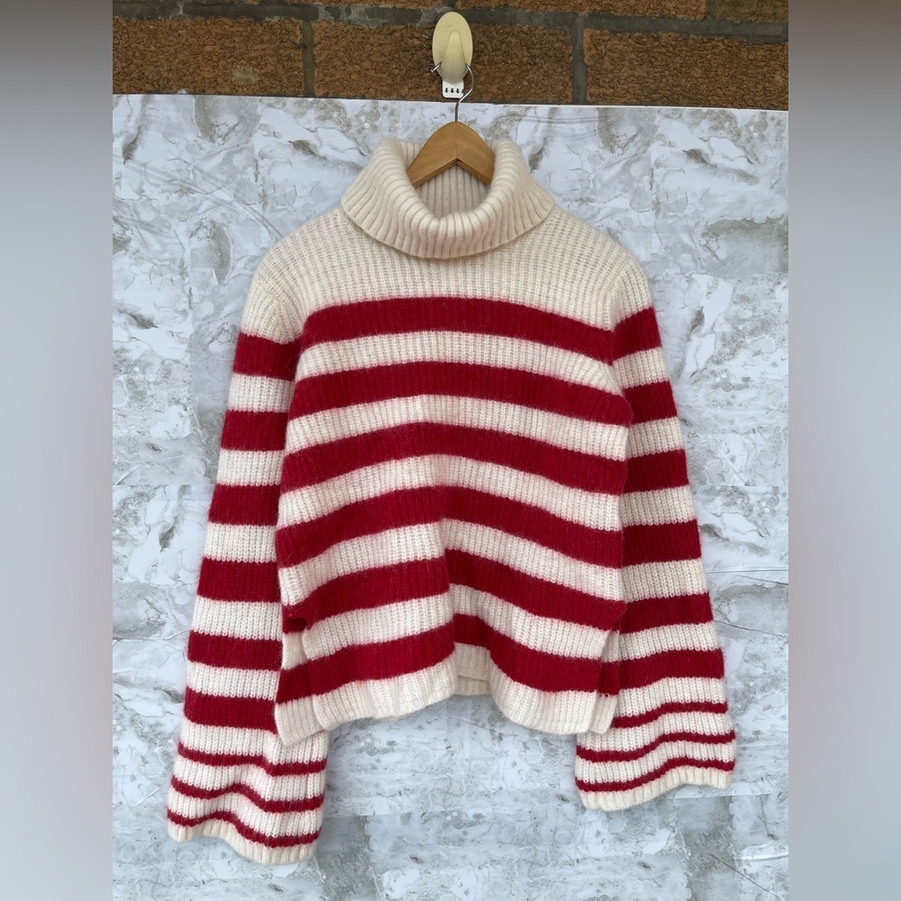 BAUM UND PFERDGARTEN Chikita Striped Wool-alpaca Blend Turtleneck Sweater small